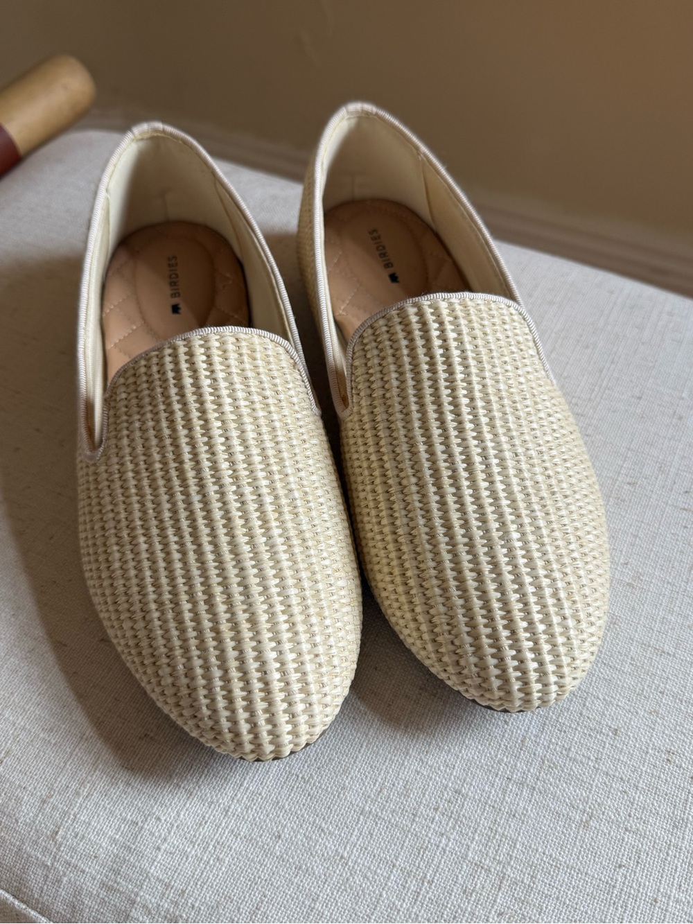 Birdies Cream Raffia Woven Flats